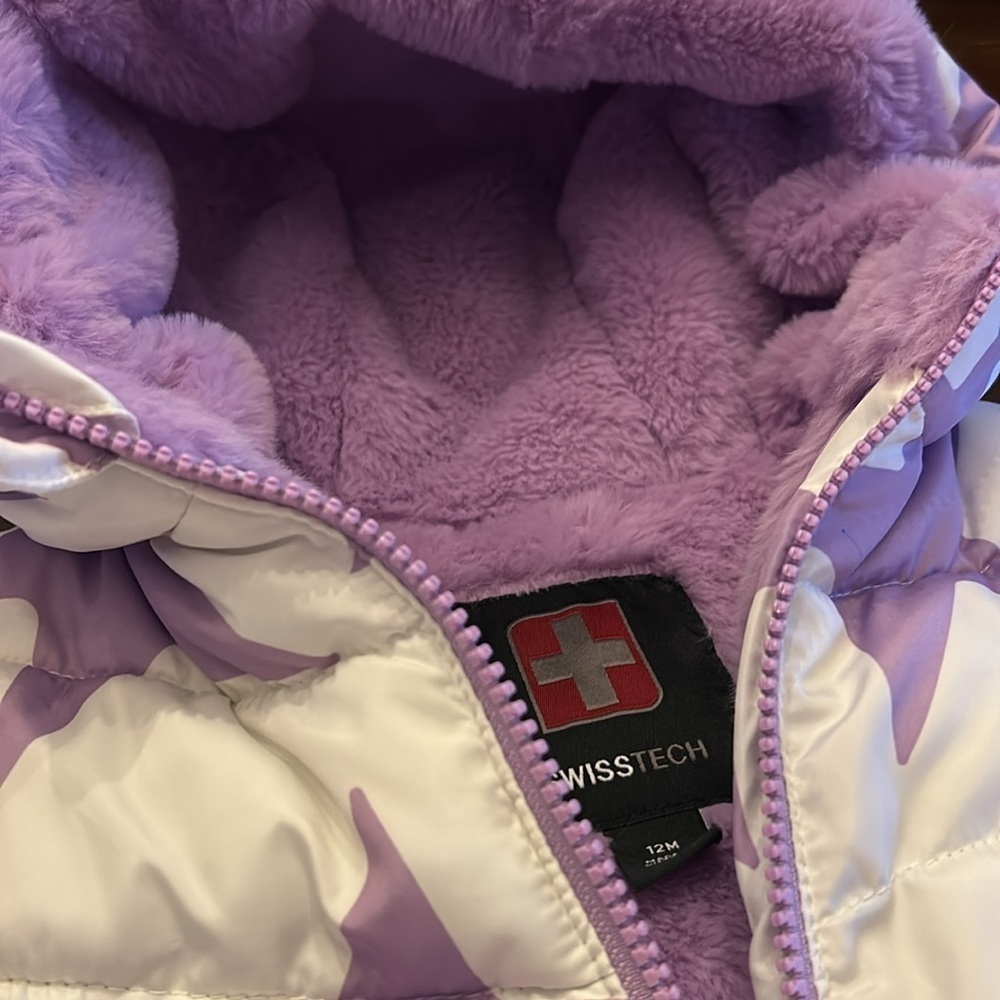 Swiss Tech Purple Starts Faux Fur Toddler Puffer Jacket - Picture 4 of 11